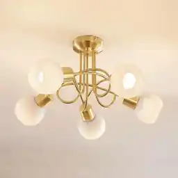 Lindby Elaina 5 Lampa Sufitowa Brass/Opal 9621682