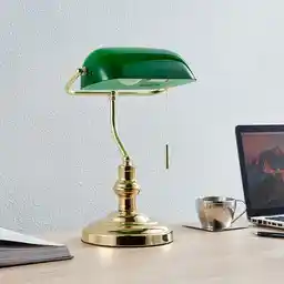 Lindby Milenka Lampa Stołowa Polished Brass/Green 9620987