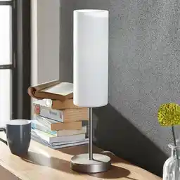 Lindby Vinsta Lampa Stołowa Opal White/Satin Nickel 9621004