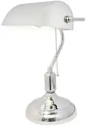 Lumina Deco Klasyczna Lampa Bankierska Biurkowa Chromowana Banker Classic LDT 305 (WT+CHR)