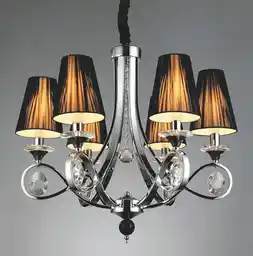 Lumina Deco Klasyczny Żyrandol Kryształowy Chromowany Negrio W6 LDP 8903-6 (BK)