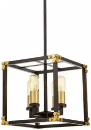 Lumina Deco Lampa Wisząca Loft Czarno-Mosiężna Waldorf W4 LDP 1140-4 (BK+MD)