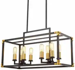 Lumina Deco Lampa Wisząca Loft Czarno-Mosiężna Waldorf W8 LDP 1140-8 (BK+MD)