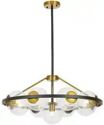 Lumina Deco Nowoczesna Lampa Wisząca Czarn0-Złota Donzano W9 Pro LDP 8034-9 (BK+GD+PR)