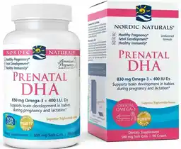 Nordic Naturals Prenatal DHA 830 mg Omega-3 witamina D3 90 kaps