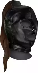 Ouch ! Xtreme Mask with Brown Ponytail Black