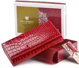 Peterson Skórzany portfel croco czerwony PTN CR-411-RED