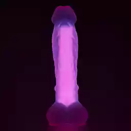 Radiant Glow In The Dark Dildo Large Pink - Dildo na przyssawce świecące w ciemności, Różowy