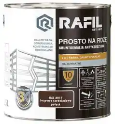 Rafil emalia prosto na rdzę brąz czekoladowy RAL 8017 połysk 2,5 L