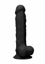 Realrock Silikonowe Dildo na Przyssawce z Jądrami 22,8cm Czarny