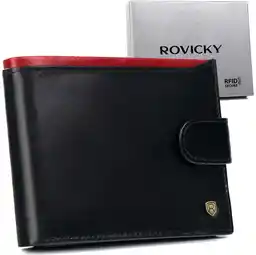 Rovicky Portfel skórzany N992L-RVT Black Red czarny