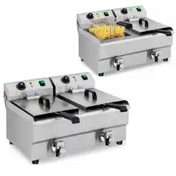 Royal Catering Frytownica elektryczna - 2 x 10 l - kurki spustowe - 230 V RCEF 10DB