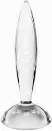 Satisfyer Sparkling Crystal - prążkowane szklane dildo (półprzezroczyste)