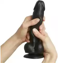 Strap-on-me L - dwuwarstwowy, realistyczny dildo ze stopami (czarny)