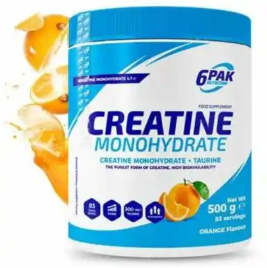 6pak Creatine Monohydrate 500g orange