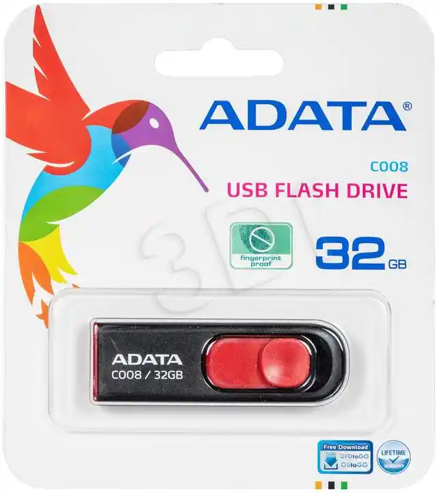 Adata Pamięć USB AC008-32G-RKD Czarny/Czerwony 32 GB