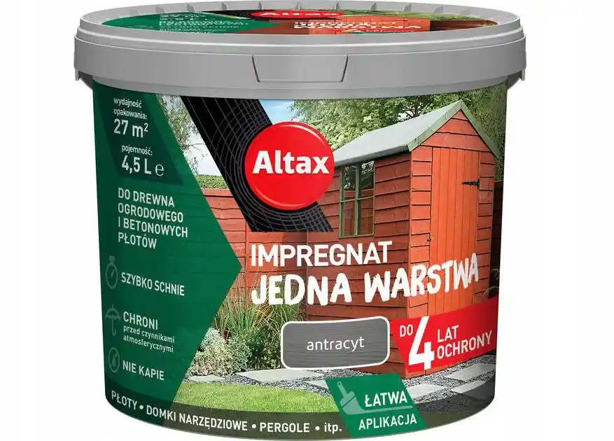 ALTAX Impregnat Jedna Warstwa 4,5L antracyt do drewna i betonu