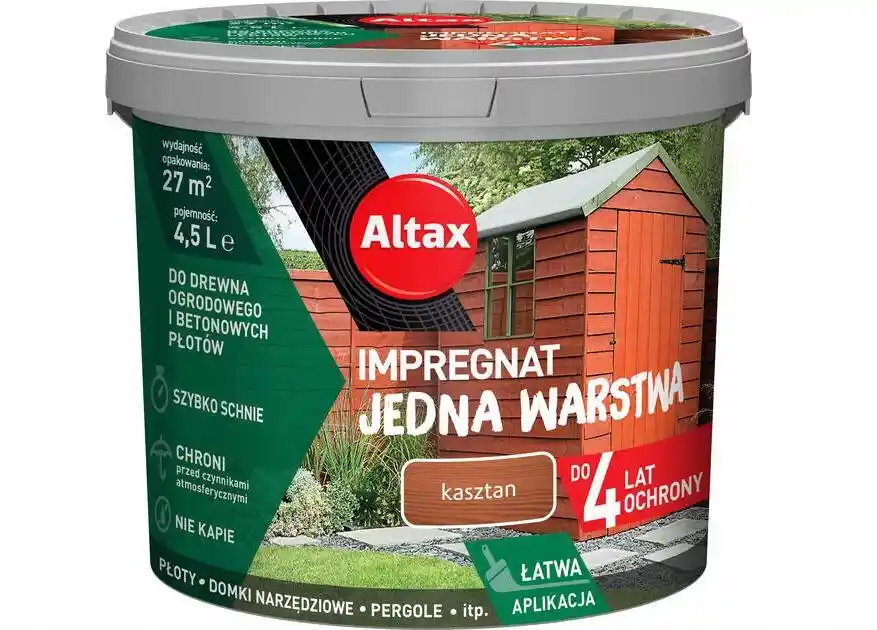 ALTAX Impregnat Jedna Warstwa 4,5L kasztan do drewna i betonu