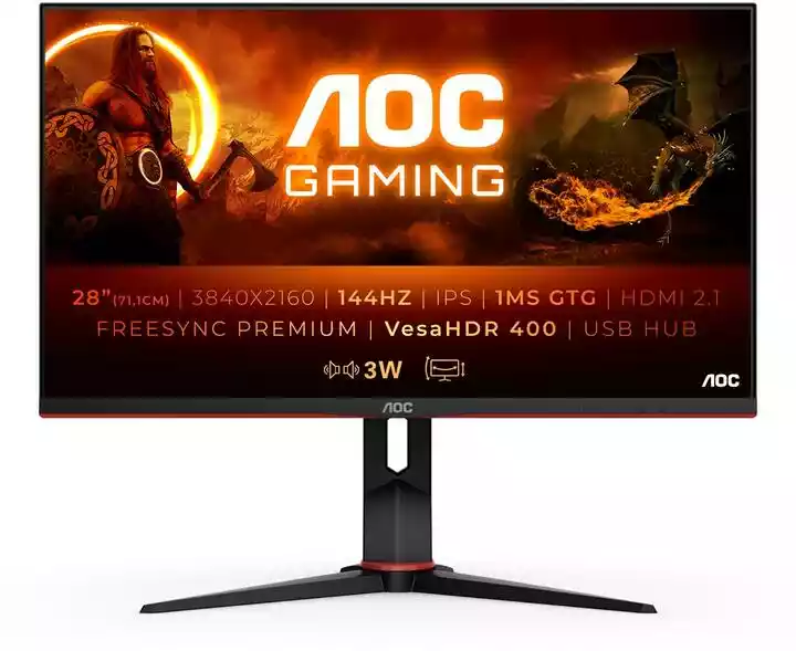 AOC U28G2XU2/BK 28 cali 4K IPS 144Hz 1ms Gamingowy monitor LED