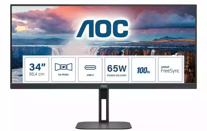 AOC U34V5C/BK 34 cale UWQHD VA 100Hz 4ms monitor LED