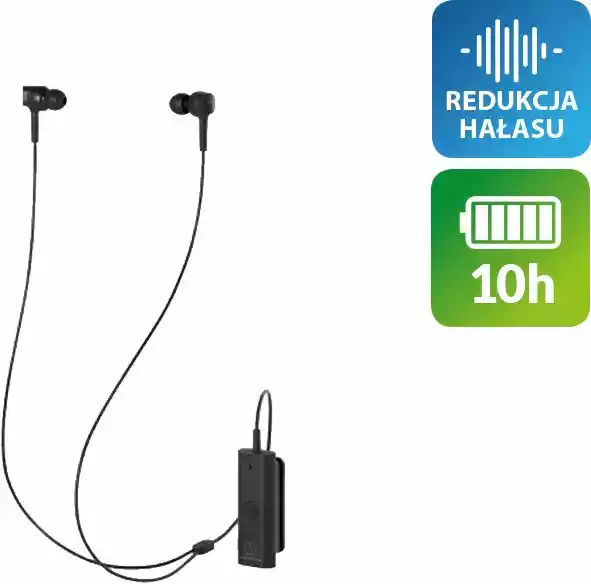 Audio-Technica ATH-ANC100BT Dokanałowe Bluetooth 4.2 Czarny Słuchawki bezprzewodowe