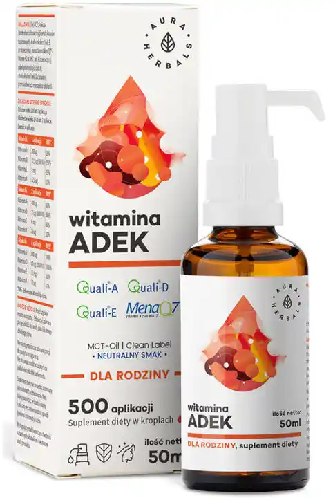 Aura Herbals Witamina ADEK dla Rodziny MCT Krople 50ml