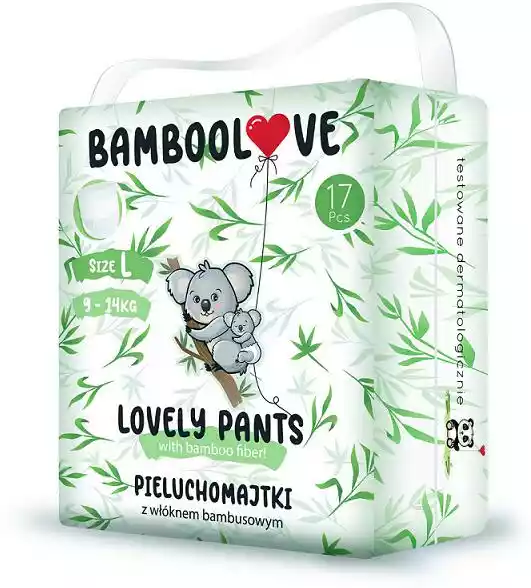 Bamboolove Lovely Pampers pieluchomajtki z włóknem bambusowym L (9-14kg) 17szt.