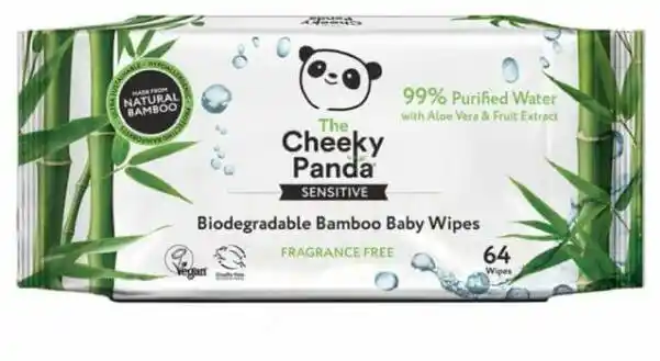 Bambusowe chusteczki nawilżane z wyciągiem z aloesu i owoców The Cheeky Panda 64szt