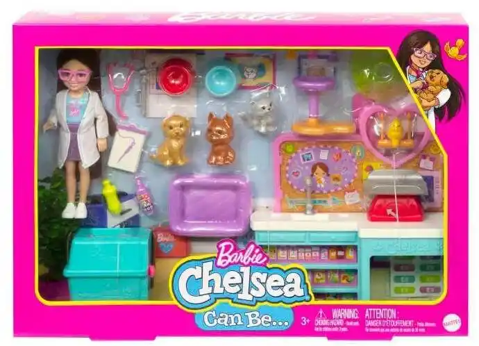 Barbie Lalka Chelsea Zestaw Weterynarz HGT12