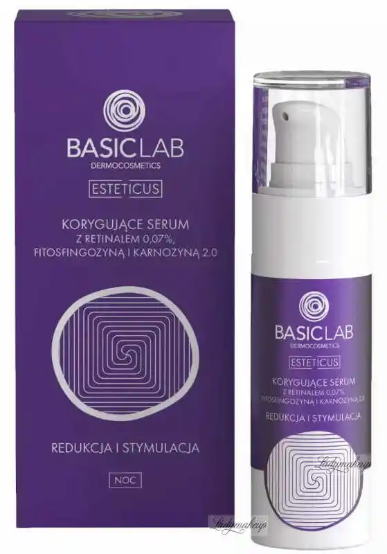 BasicLab Esteticus korygujące serum z retinalem 0.07proc. fitosfingozyną i karnozyną 2.0 Redukcja i Stymulacja 30ml