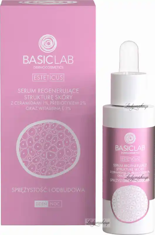 BasicLab Esteticus serum regenerujące strukturę skóry z ceramidami 1proc. prebiotykiem 2proc. i witaminą E 3proc. 30ml