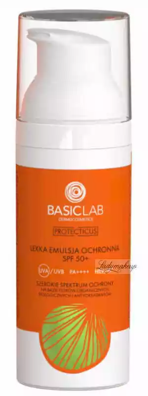 BasicLab Lekka emulsja ochronna SPF 50 Prewencja i antyoksydacja, airless 50 ml