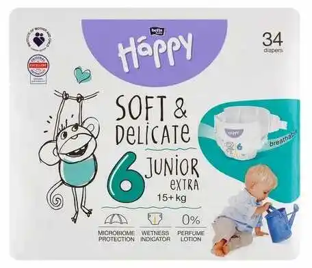 Bella Baby Happy Soft Delicate Junior Extra 6 pieluchy 15kg 34szt