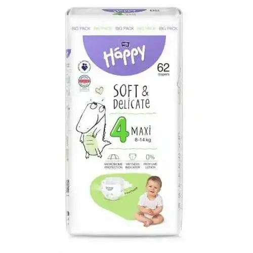 Bella Baby Happy Soft Delicate Maxi 4 pieluchy 8-14kg 62szt