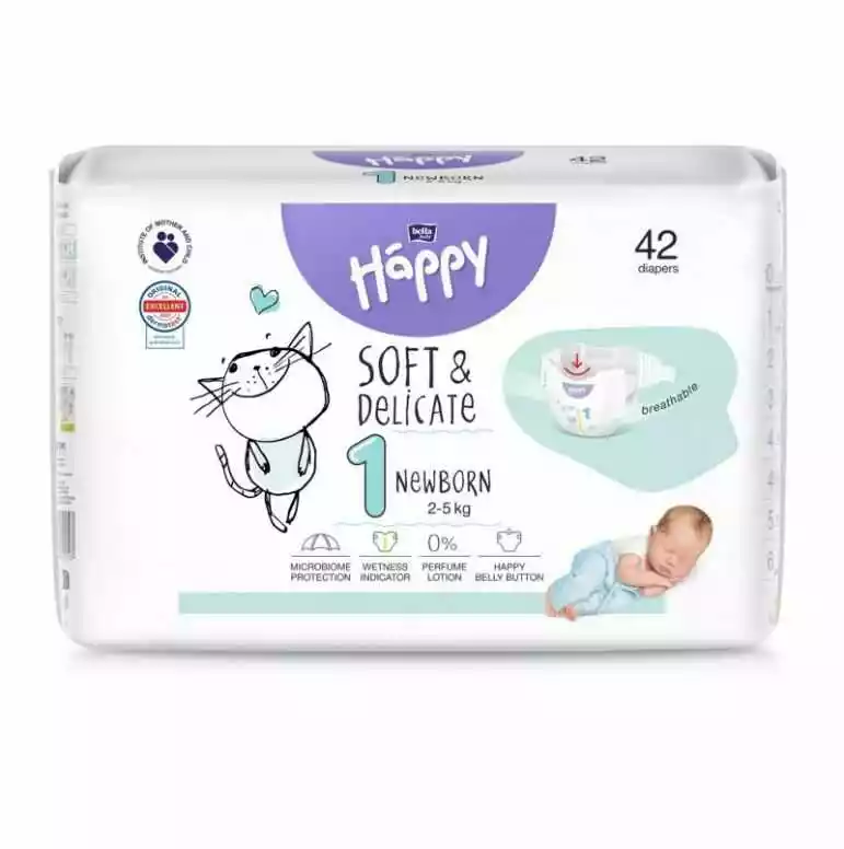 Bella Baby Happy Soft&Delicate Newborn 1 pieluchy (2-5kg) 42szt.