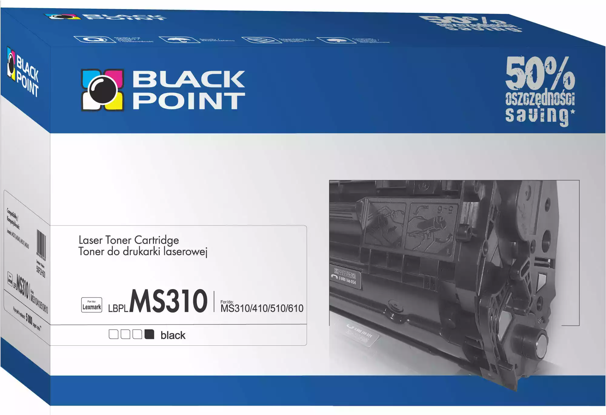 Black Point LBPLMS310 (zamiennik 50F2H00) Czarny Toner