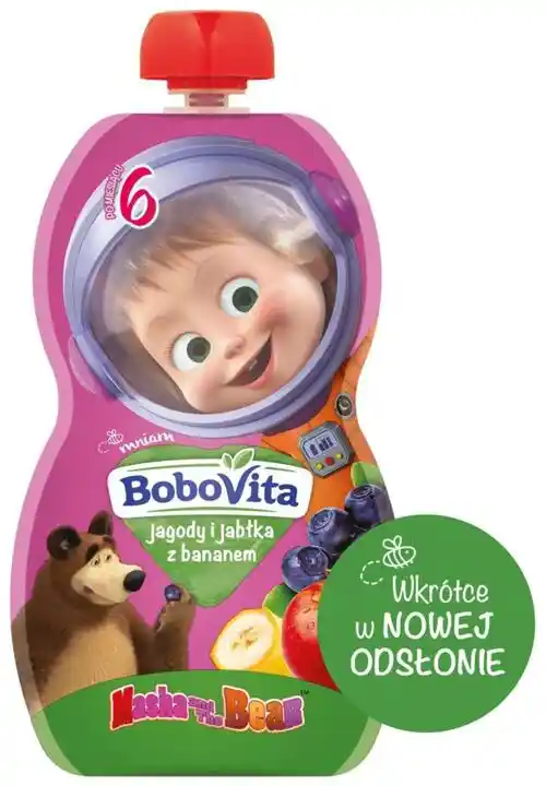 BOBOVITA Masha&Bear Mus Jagoda jabłko banan 100g