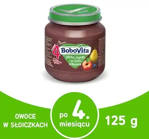 BoboVita Przecier jabłka jagody gruszki Williamsa 125g