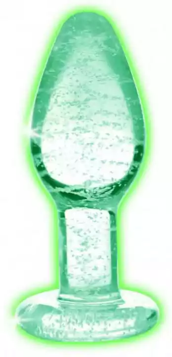 Booty Sparks Glow In The Dark Glass Anal Plug Medium - Korek analny świecący w ciemności