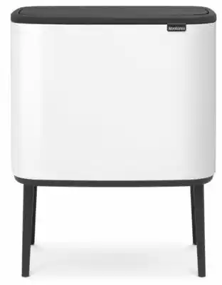 Brabantia Kosz na śmieci uchylny 313523 Bo Touch do segregacji, System Soft Touch, trzy wyjmowane wiadra 33L Biały