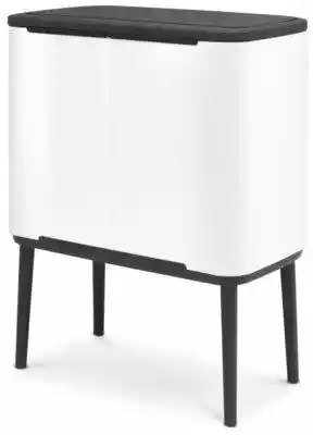 Brabantia Kosz na śmieci uchylny 313547 Bo Touch do segregacji, dwa wyjmowane wiadra, regulowane nóżki 34L Biały