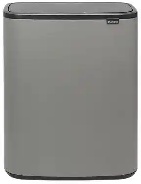 Brabantia Kosz na śmieci uchylny Bo Touch 221460 dwukomorowy, do segregacji, System Soft Touch 60L Szary