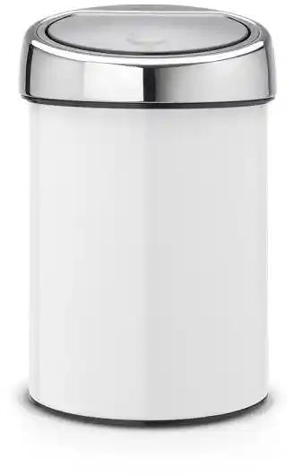 Brabantia , Kosz Touch Bin, 3L Biały/Stal Błyszcząca Wieko 364488