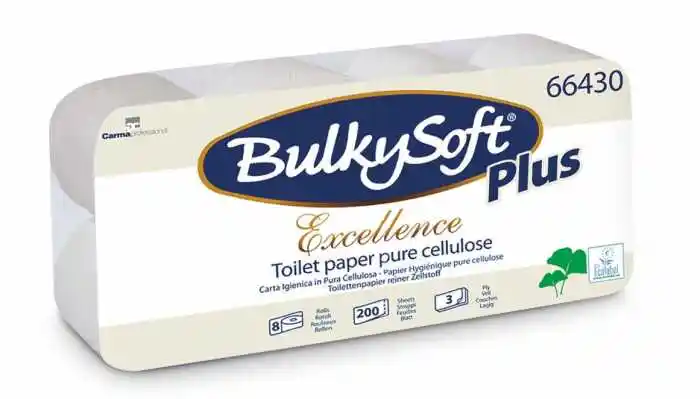 BulkySoft Papier toaletowy Excellence trzywarstwowy biały, celuloza, 23m, 8 rolek