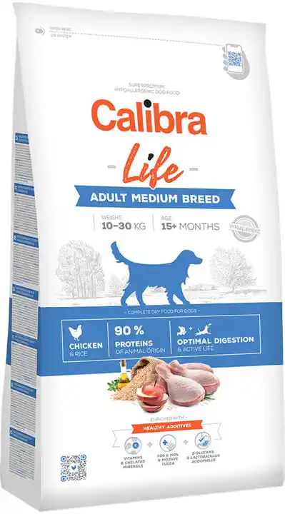 Calibra Dog Life Adult Kurczak dla psów średnich ras - 12 kg