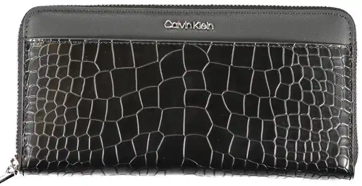 Calvin Klein Duży Portfel Damski Ck Must Lg Zip Around_Croco K60K612356 Czarny