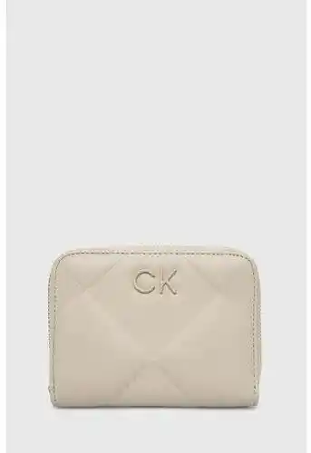 Calvin Klein Duży Portfel Damski Quilt K60K611783 Beżowy