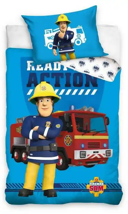 Carbotex Pościel bawełniana do łóżeczka komplet 100x135 + 40x60 Strażak Sam fireman