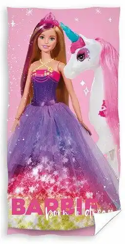 Carbotex Ręcznik kąpielowy dla dzieci Barbie i Jednorożec 70x140cm