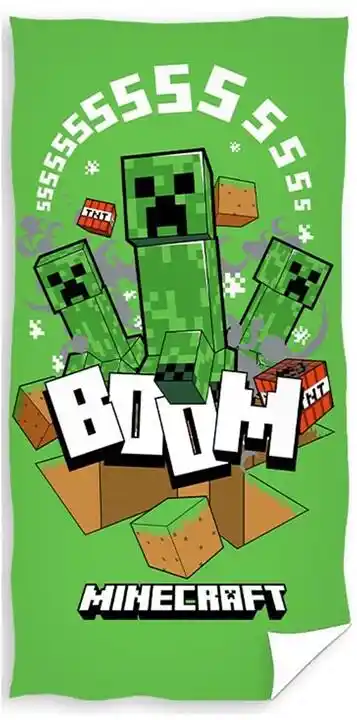 Carbotex Ręcznik kąpielowy dla dzieci Minecraft Creeper Boom 70x140cm